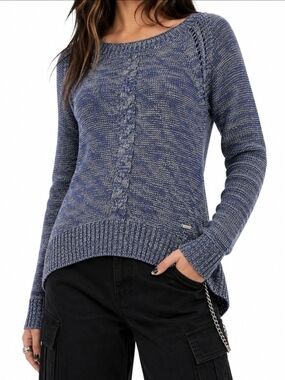⚡️4/$20 Guess Marled Blue & Grey Scoop-Neck Cable Knit Sweater